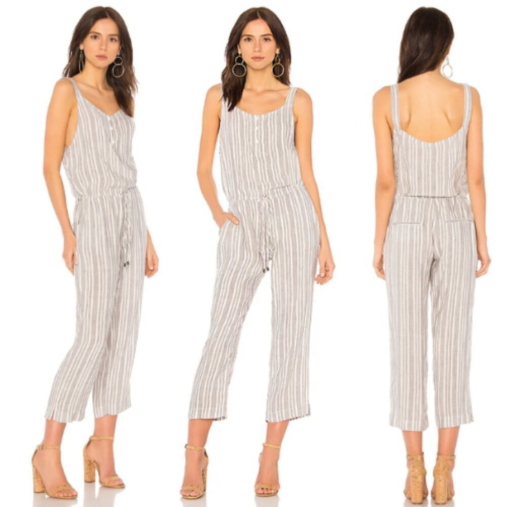 Rails Brooklyn Jumpsuit gray and white stripe 33022